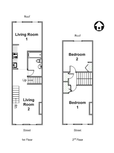 New York 2 Bedroom - Duplex apartment - apartment layout  (NY-16560)