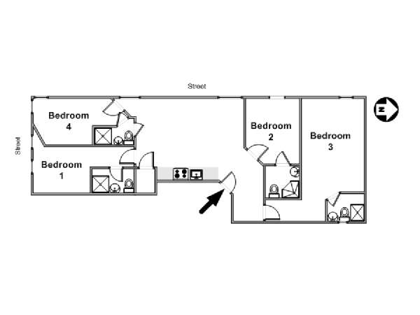 New York 4 Camere da letto appartamento - piantina approssimativa dell' appartamento  (NY-16561)