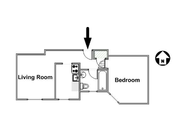 New York 1 Camera da letto appartamento - piantina approssimativa dell' appartamento  (NY-16570)