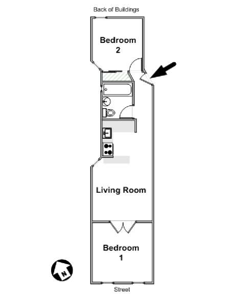 New York 2 Camere da letto appartamento - piantina approssimativa dell' appartamento  (NY-16572)