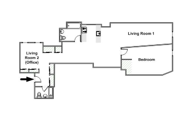 New York 1 Bedroom apartment - apartment layout  (NY-16581)
