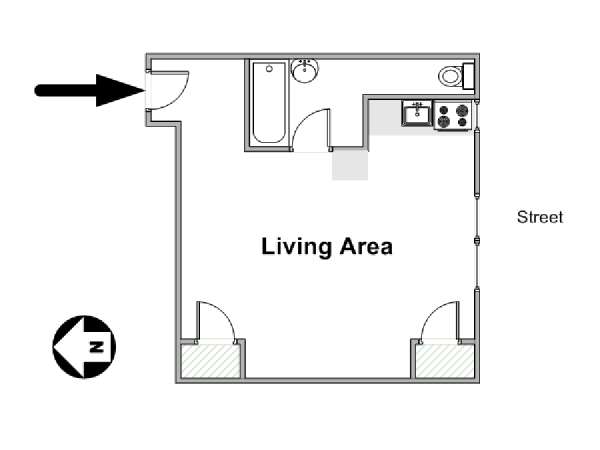 New York Monolocale appartamento - piantina approssimativa dell' appartamento  (NY-16582)