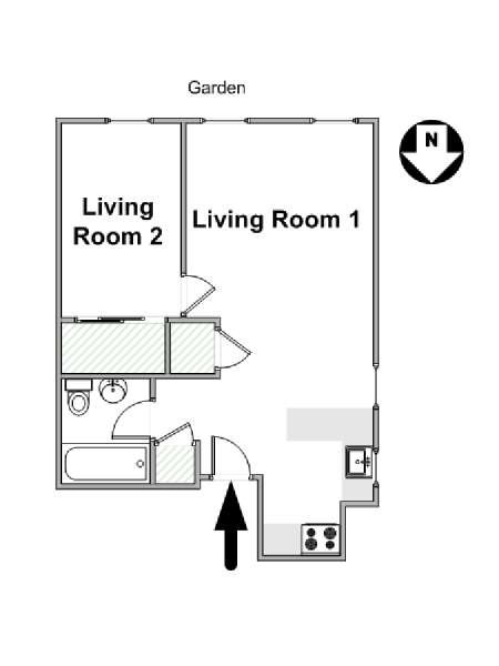 New York Grande monolocale appartamento - piantina approssimativa dell' appartamento  (NY-16583)