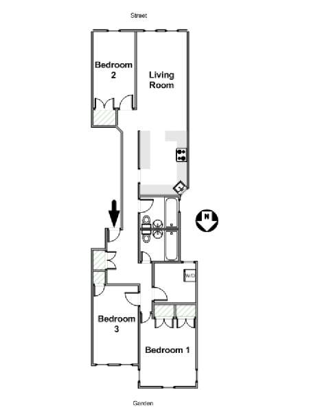 New York 3 Bedroom apartment - apartment layout  (NY-16591)
