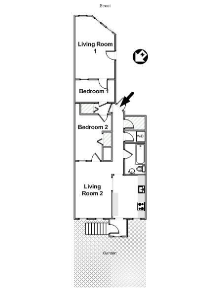 New York 2 Bedroom roommate share apartment - apartment layout  (NY-16592)