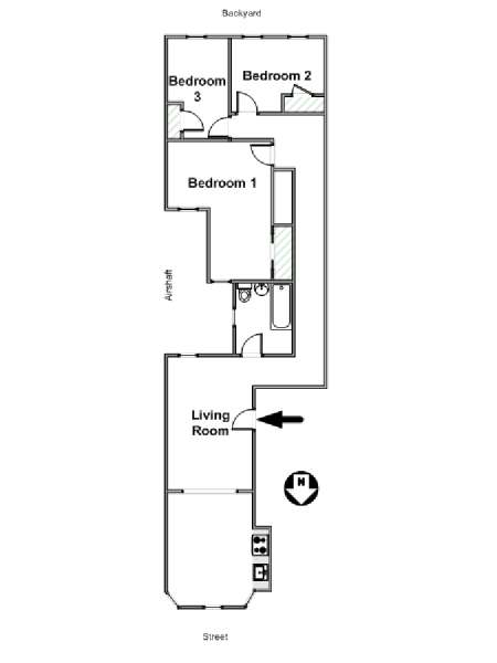 New York 3 Bedroom apartment - apartment layout  (NY-16593)