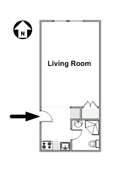 New York Monolocale appartamento - piantina approssimativa dell' appartamento  (NY-16612)