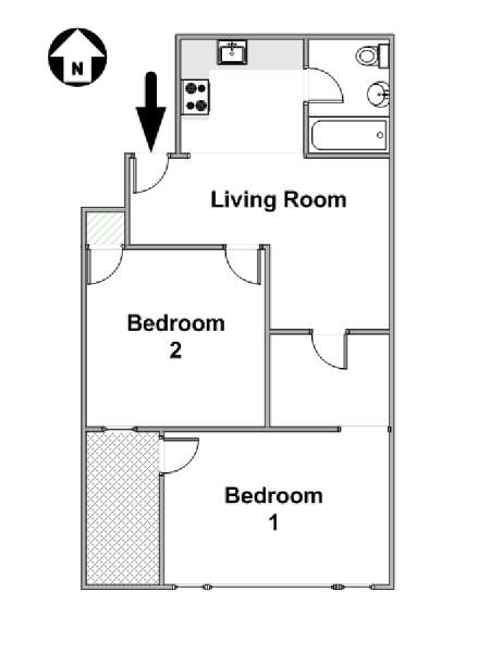 New York 2 Camere da letto stanza in affitto - piantina approssimativa dell' appartamento  (NY-16614)