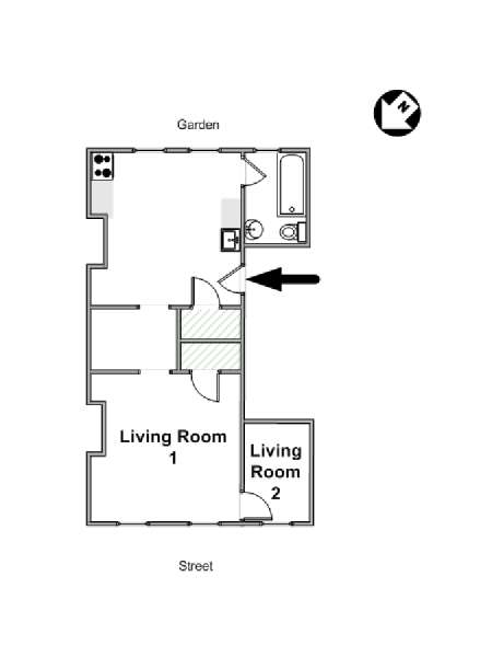New York Grande monolocale appartamento - piantina approssimativa dell' appartamento  (NY-16619)