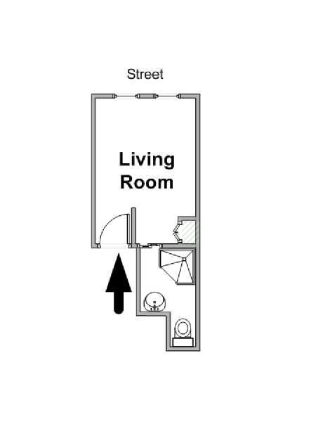New York Monolocale appartamento - piantina approssimativa dell' appartamento  (NY-16657)