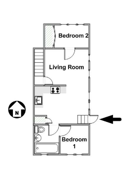 New York 2 Bedroom accommodation bed breakfast - apartment layout  (NY-16659)