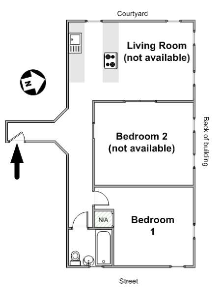 New York 2 Camere da letto stanza in affitto - piantina approssimativa dell' appartamento  (NY-16660)