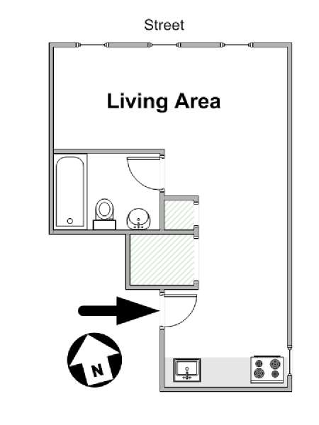 New York Monolocale appartamento - piantina approssimativa dell' appartamento  (NY-16665)