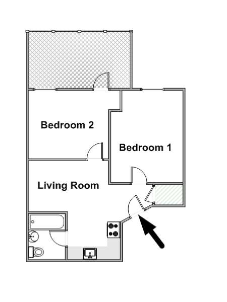 New York 2 Bedroom roommate share apartment - apartment layout  (NY-16673)