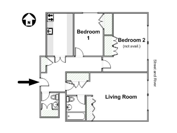 New York 2 Bedroom roommate share apartment - apartment layout  (NY-16682)
