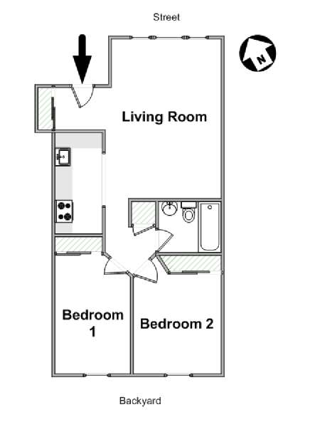 New York 2 Bedroom apartment - apartment layout  (NY-16695)