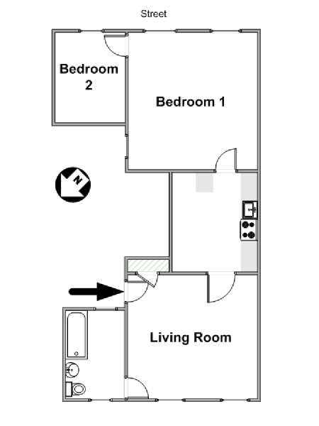 New York 2 Camere da letto appartamento - piantina approssimativa dell' appartamento  (NY-16700)