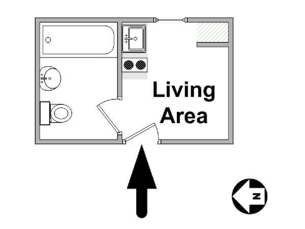 New York Studio T1 logement location appartement - plan schématique  (NY-16734)