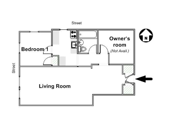 New York 2 Bedroom roommate share apartment - apartment layout  (NY-16749)