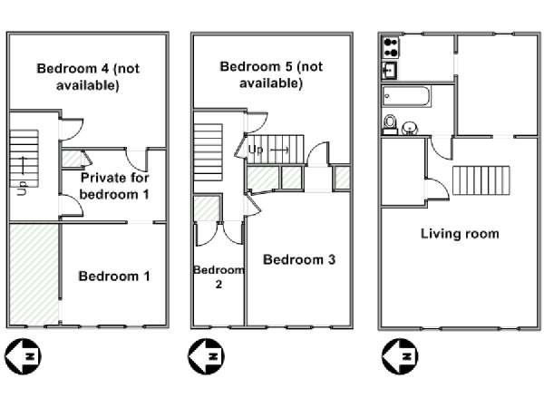 New York 5 Camere da letto stanza in affitto - piantina approssimativa dell' appartamento  (NY-16805)