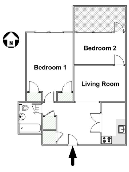 New York 2 Camere da letto appartamento - piantina approssimativa dell' appartamento  (NY-16809)