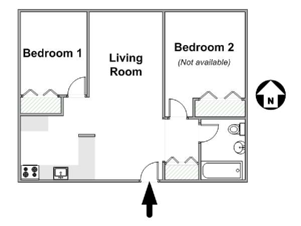 New York 2 Camere da letto stanza in affitto - piantina approssimativa dell' appartamento  (NY-16814)