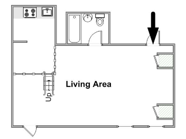 New York Monolocale appartamento - piantina approssimativa dell' appartamento  (NY-16816)