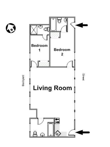New York 2 Camere da letto appartamento - piantina approssimativa dell' appartamento  (NY-16825)