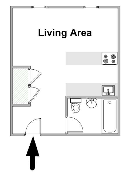 New York Monolocale appartamento - piantina approssimativa dell' appartamento  (NY-16842)