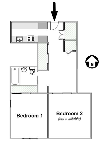 New York 2 Camere da letto stanza in affitto - piantina approssimativa dell' appartamento  (NY-16849)
