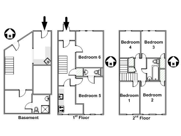 New York 6 Camere da letto stanza in affitto - piantina approssimativa dell' appartamento  (NY-16850)