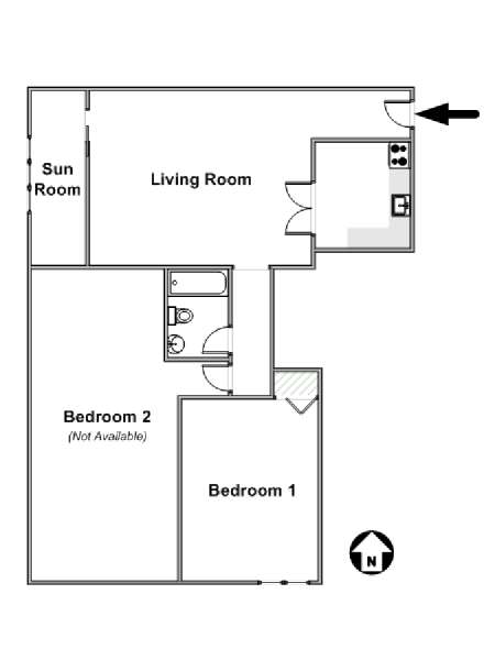 New York 2 Camere da letto stanza in affitto - piantina approssimativa dell' appartamento  (NY-16858)