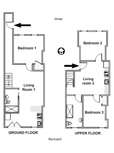 New York 3 Bedroom - Duplex apartment - apartment layout  (NY-16866)
