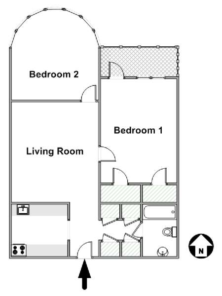 New York 2 Bedroom apartment - apartment layout  (NY-16877)