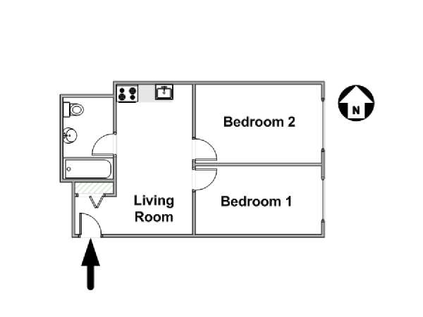 New York 2 Bedroom accommodation bed breakfast - apartment layout  (NY-16882)