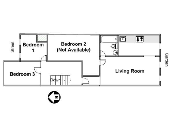 New York 3 Bedroom roommate share apartment - apartment layout  (NY-16883)