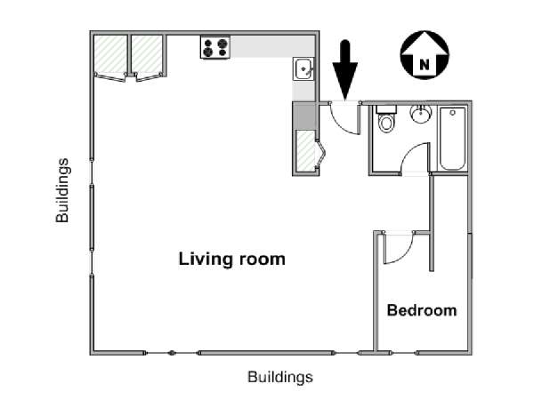 New York 1 Camera da letto stanza in affitto - piantina approssimativa dell' appartamento  (NY-16897)