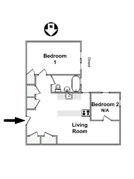 New York 2 Camere da letto stanza in affitto - piantina approssimativa dell' appartamento  (NY-16924)