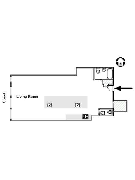 New York Monolocale appartamento - piantina approssimativa dell' appartamento  (NY-16941)