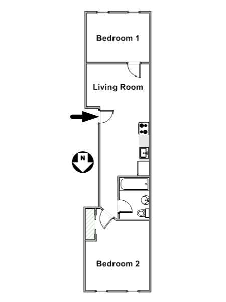 New York 2 Camere da letto appartamento - piantina approssimativa dell' appartamento  (NY-16951)