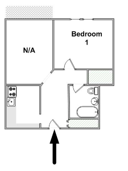 New York 1 Camera da letto stanza in affitto - piantina approssimativa dell' appartamento  (NY-16952)