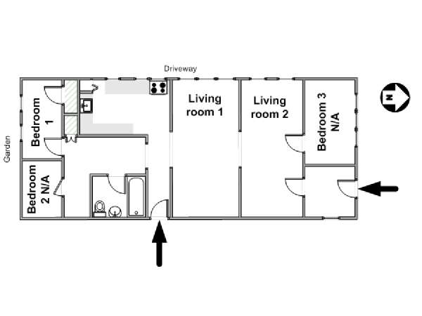 New York 3 Bedroom roommate share apartment - apartment layout  (NY-16953)