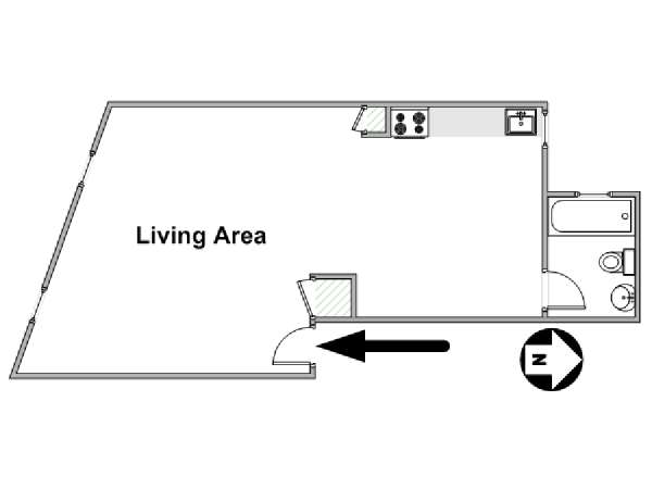 New York Monolocale appartamento - piantina approssimativa dell' appartamento  (NY-16956)