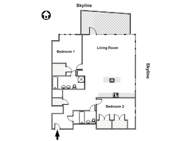 New York 2 Bedroom apartment - apartment layout  (NY-16960)
