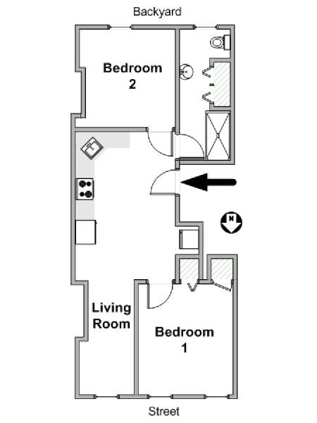 New York 2 Camere da letto appartamento - piantina approssimativa dell' appartamento  (NY-16979)