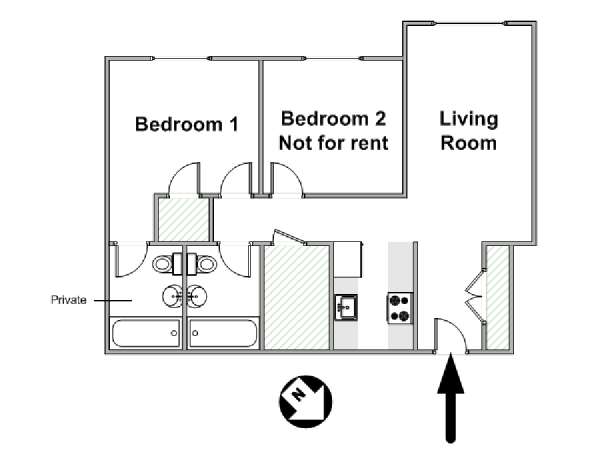 New York 2 Camere da letto stanza in affitto - piantina approssimativa dell' appartamento  (NY-16982)