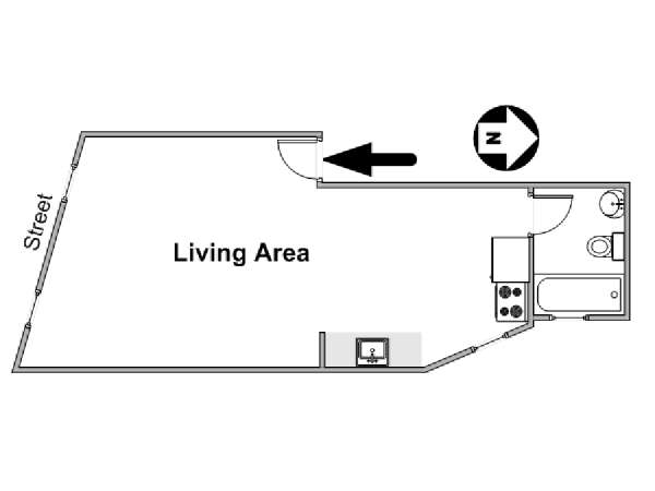 New York Studio T1 logement location appartement - plan schématique  (NY-16985)