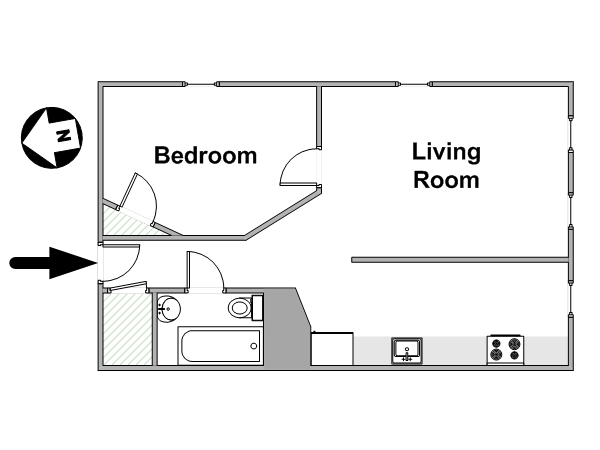 New York 1 Bedroom apartment - apartment layout  (NY-16986)