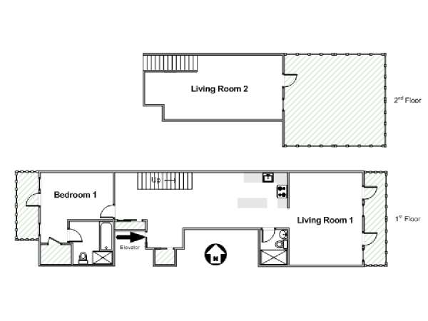 New York 2 Zimmer - Duplex - Penthaus wohnungsvermietung - layout  (NY-16998)