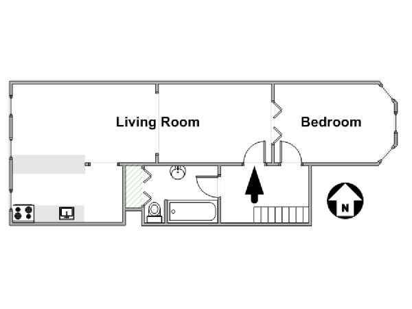 New York 1 Camera da letto appartamento - piantina approssimativa dell' appartamento  (NY-17012)